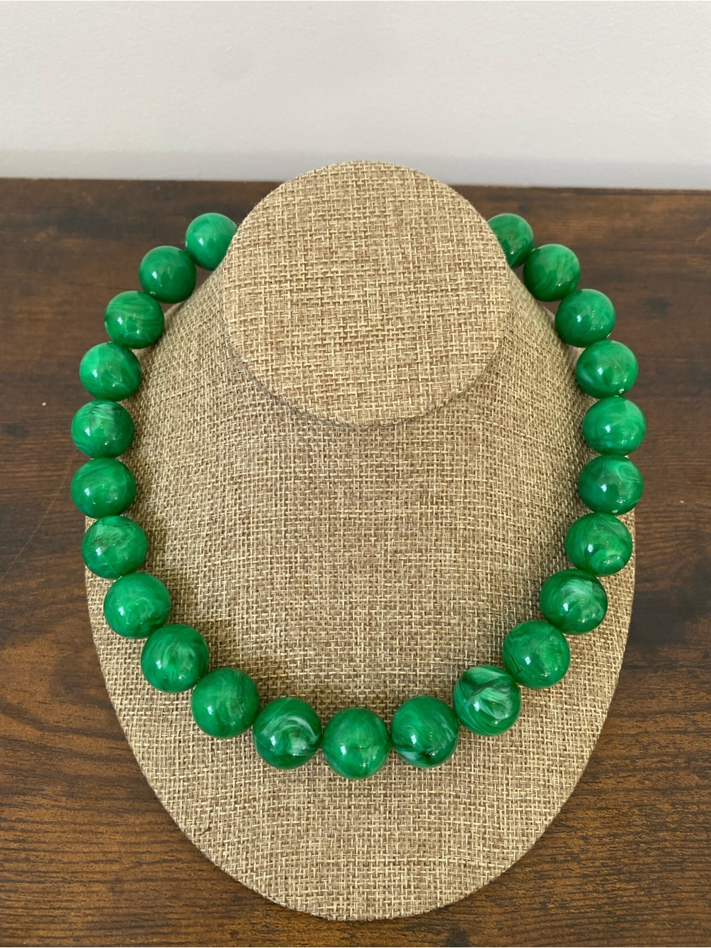 Green Lucite Bead Statement Necklace